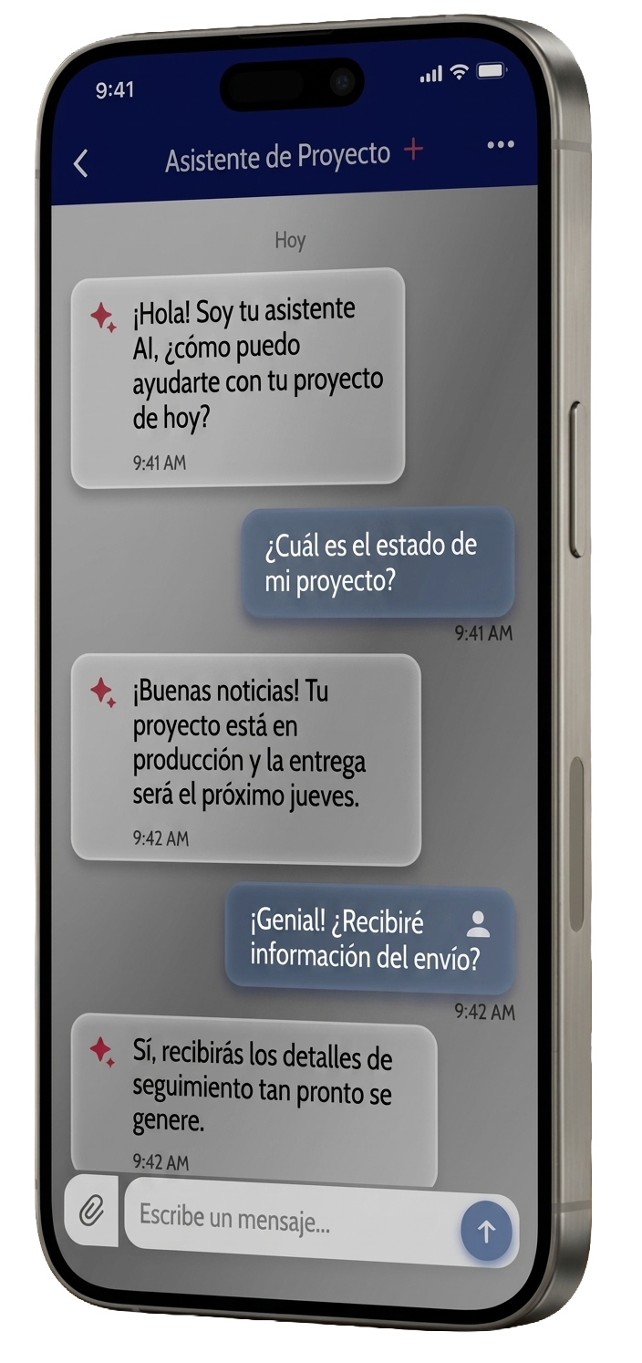 The same TrussIQ AI project assistant chat in Spanish